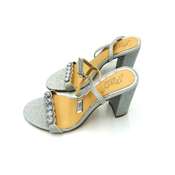 NWT Badgley Mischka Jewel Leilani Silver Block Heels, Women's 8 (GG) - Picture 7 of 11